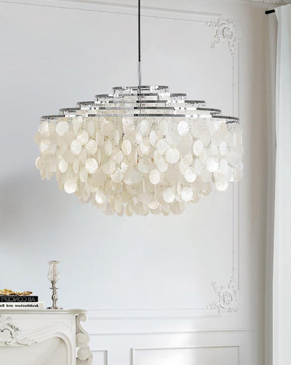 WOMO Tiered Capiz Round Chandelier-WM2346