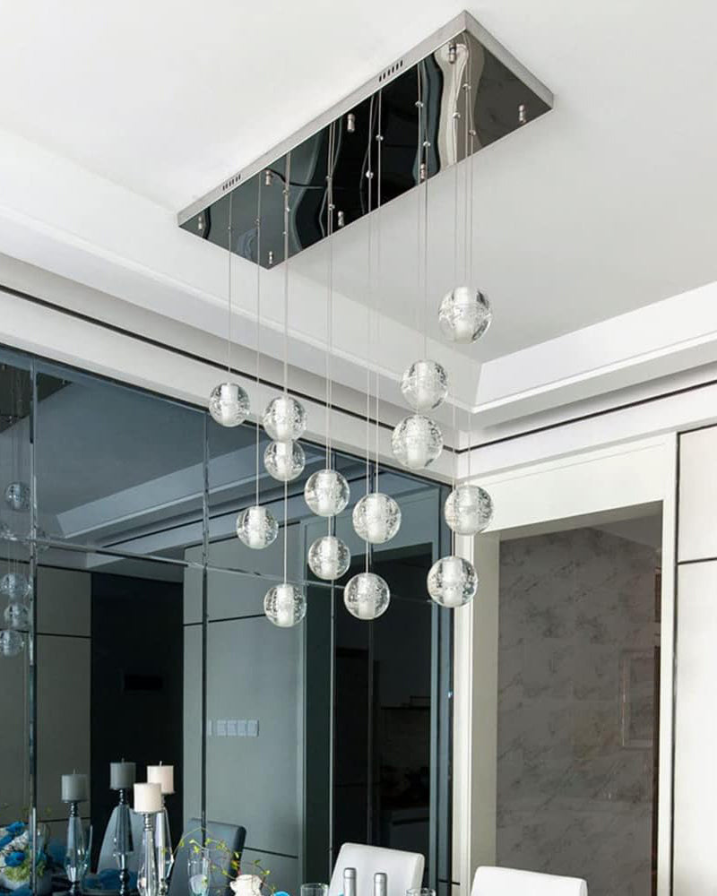 WOMO Cascading Glass Ball Dining Room Chandelier-WM2648