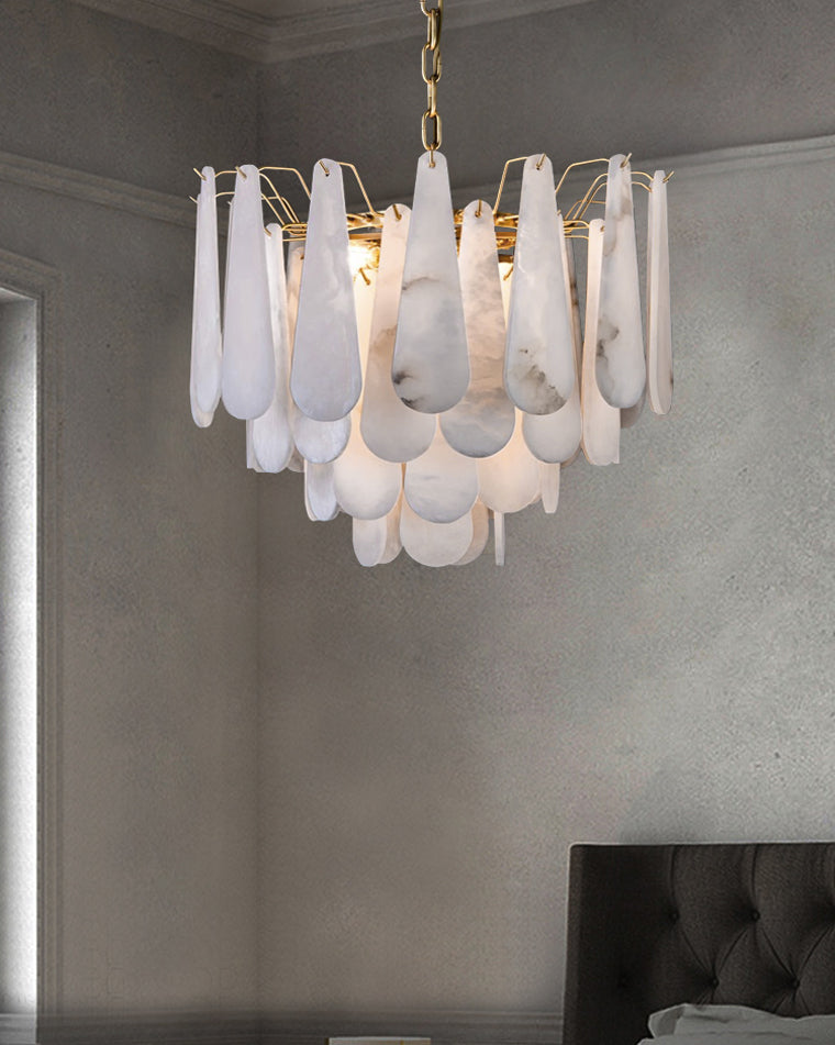 WOMO Tiered Raindrop Alabaster Chandelier-WM2395