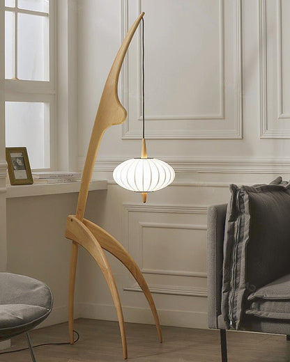 WOMO Flying Saucer Tripod Wood Floor Lamp-WM7136