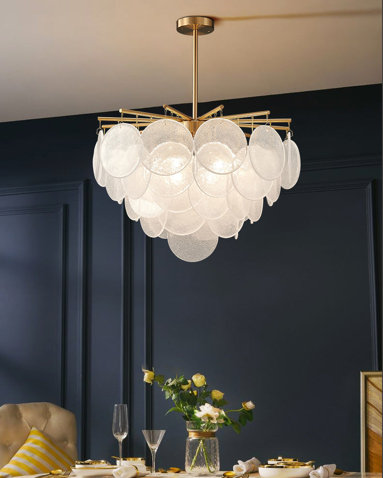 WOMO Tiered Textured Glass Cloud Chandelier-WM2005
