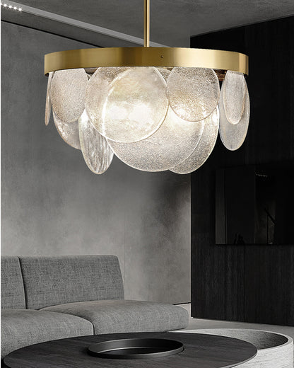 WOMO Round Textured/Seeded Glass Chandelier-WM2741