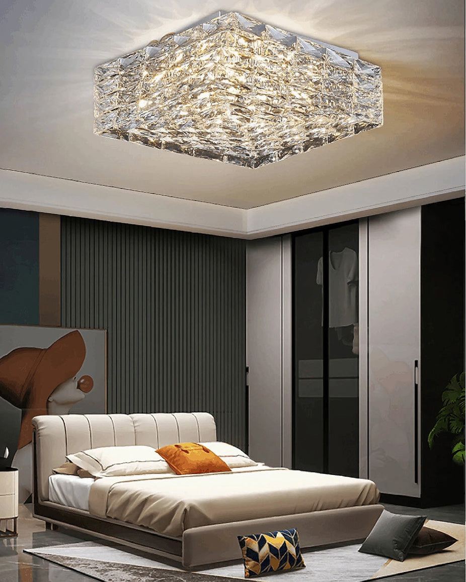 WOMO Square Crystal Flush Mount Ceiling Light-WM1130