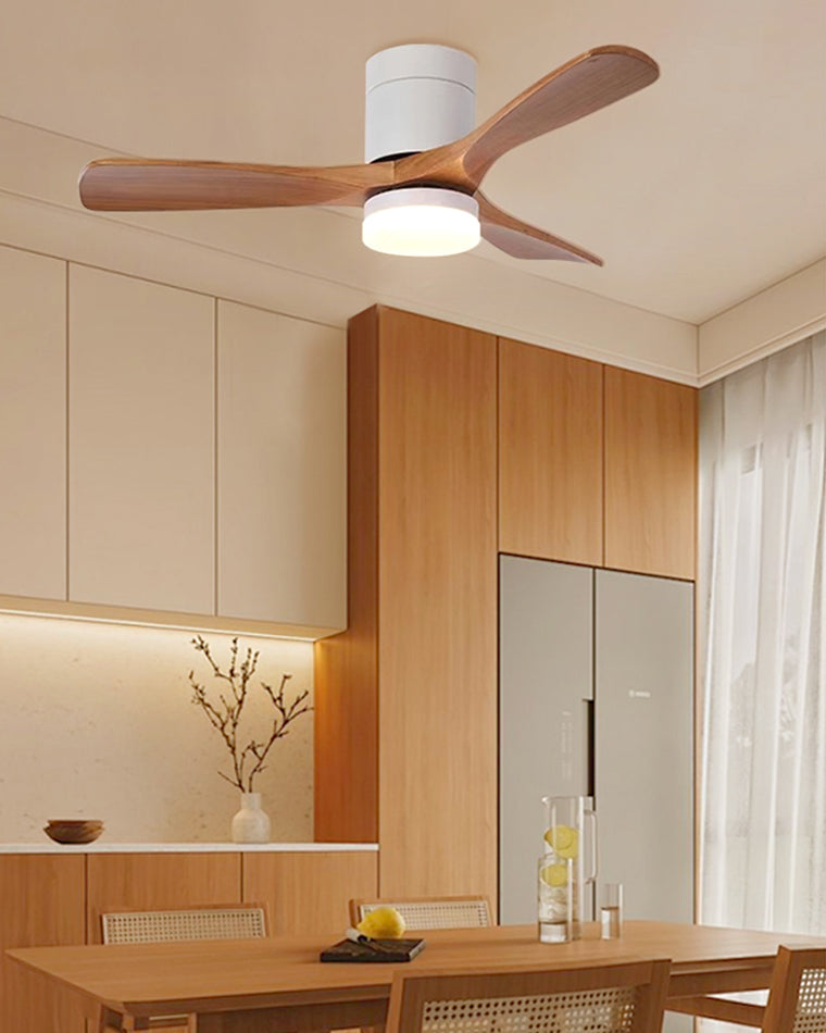 WOMO 3 Wood Blade Hugger Ceiling Fan Lamp-WM5116