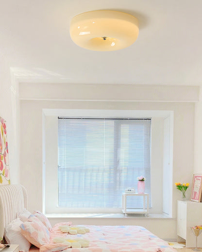 WOMO Round Milk Glass Flush Mount Ceiling Light-WM1134