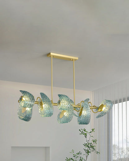 WOMO Peacock Art Glass Linear Chandelier-WM2213c