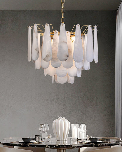 WOMO Tiered Raindrop Alabaster Chandelier-WM2395