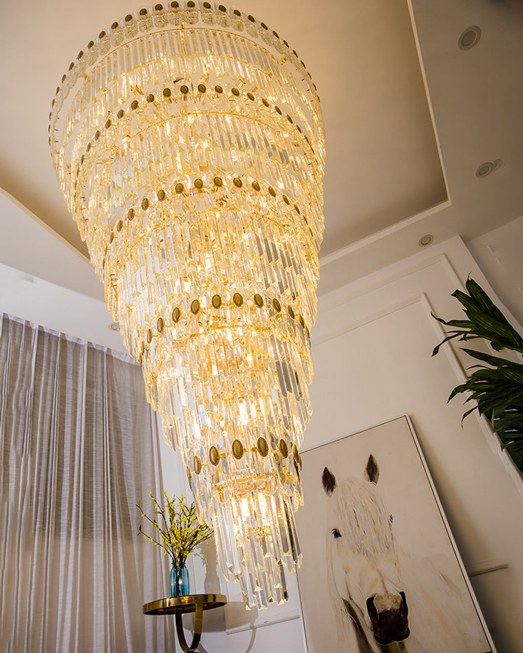 WOMO Tiered Tapered Gold Crystal Chandelier-WM2533