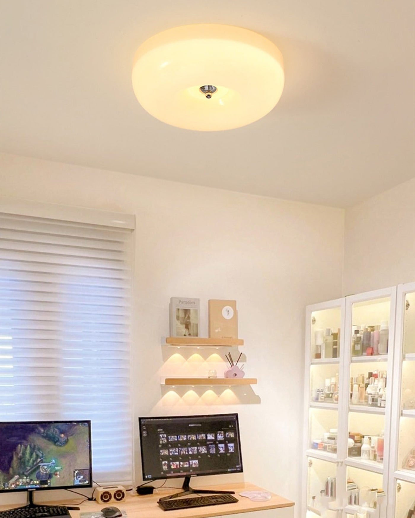 WOMO Round Milk Glass Flush Mount Ceiling Light-WM1134