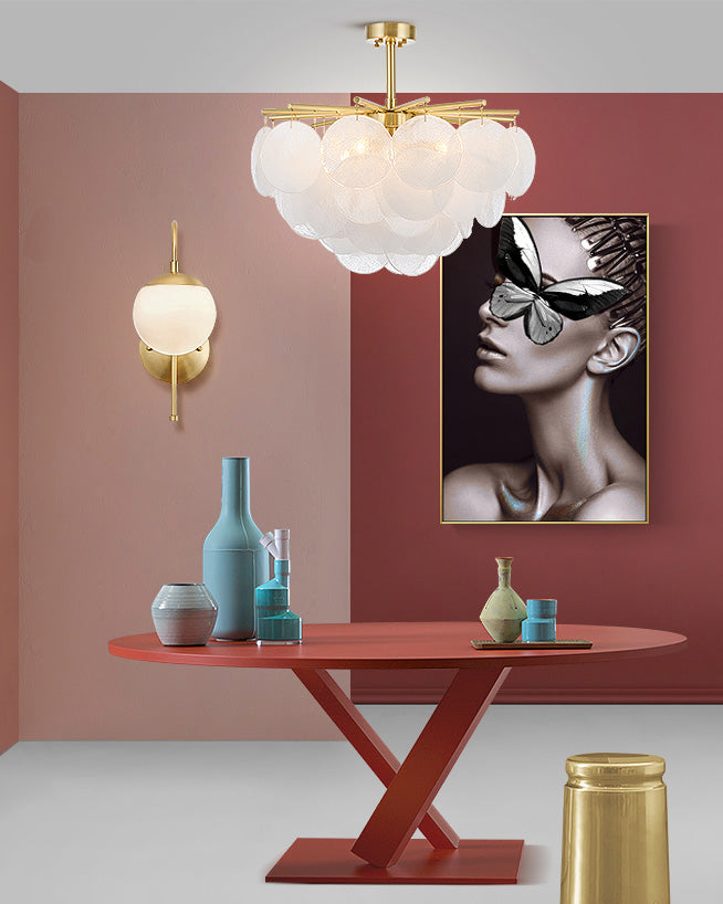 WOMO Tiered Textured Glass Cloud Chandelier-WM2005