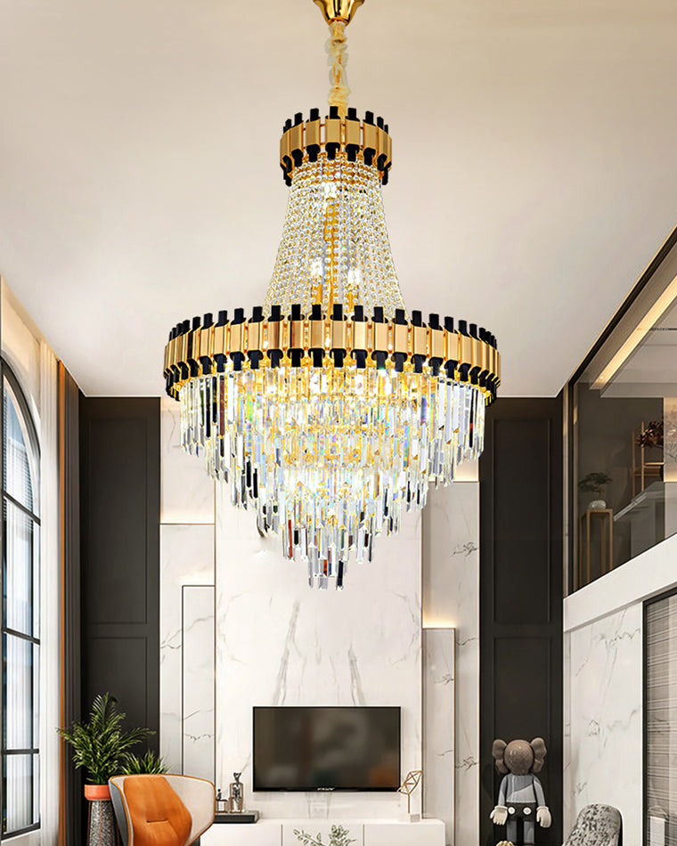 WOMO Tiered Gold Crystal Chandelier-WM2745