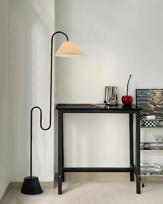 WOMO Fabric Gooseneck Floor Lamp-WM7096