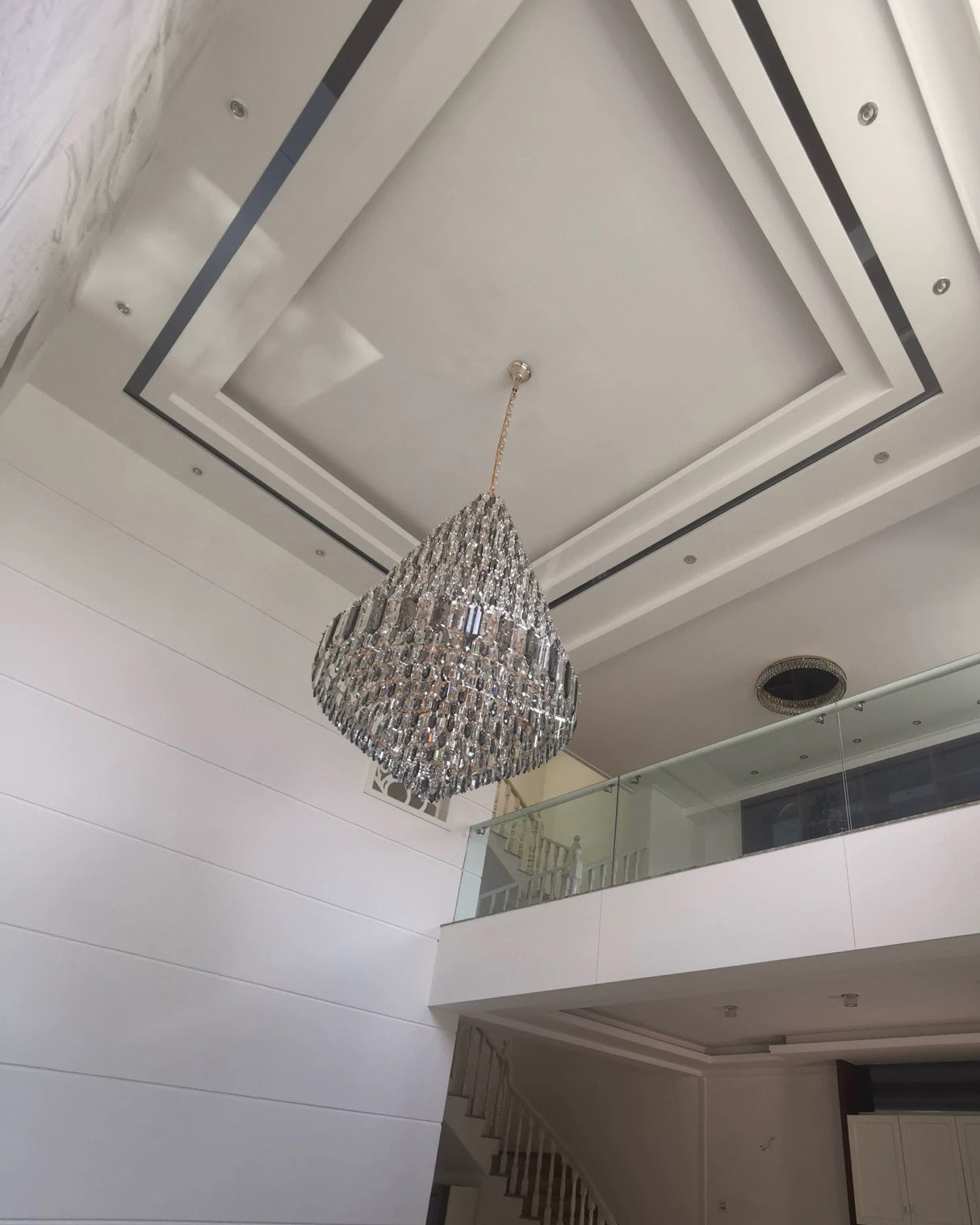 WOMO Tiered taper Crystal Foyer Chandelier-WM2384