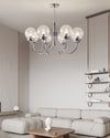 WOMO Textured Glass Chrome Arm Chandelier-WM2696 thumbnail