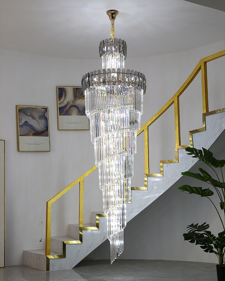 WOMO Long Tiered Crystal Chandelier-WM2387