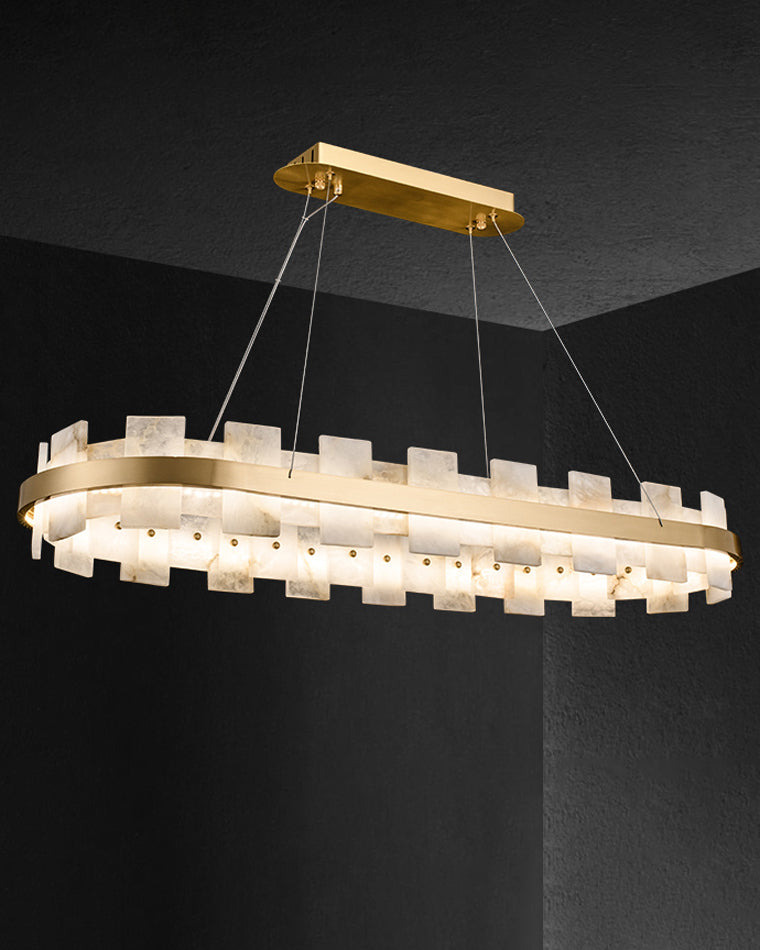 WOMO Gold Alabaster Round Chandelier-WM2394