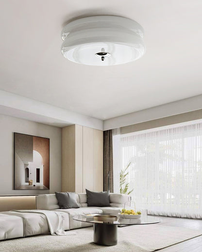 WOMO Round Cream Glass Flush Mount Ceiling Light-WM1132