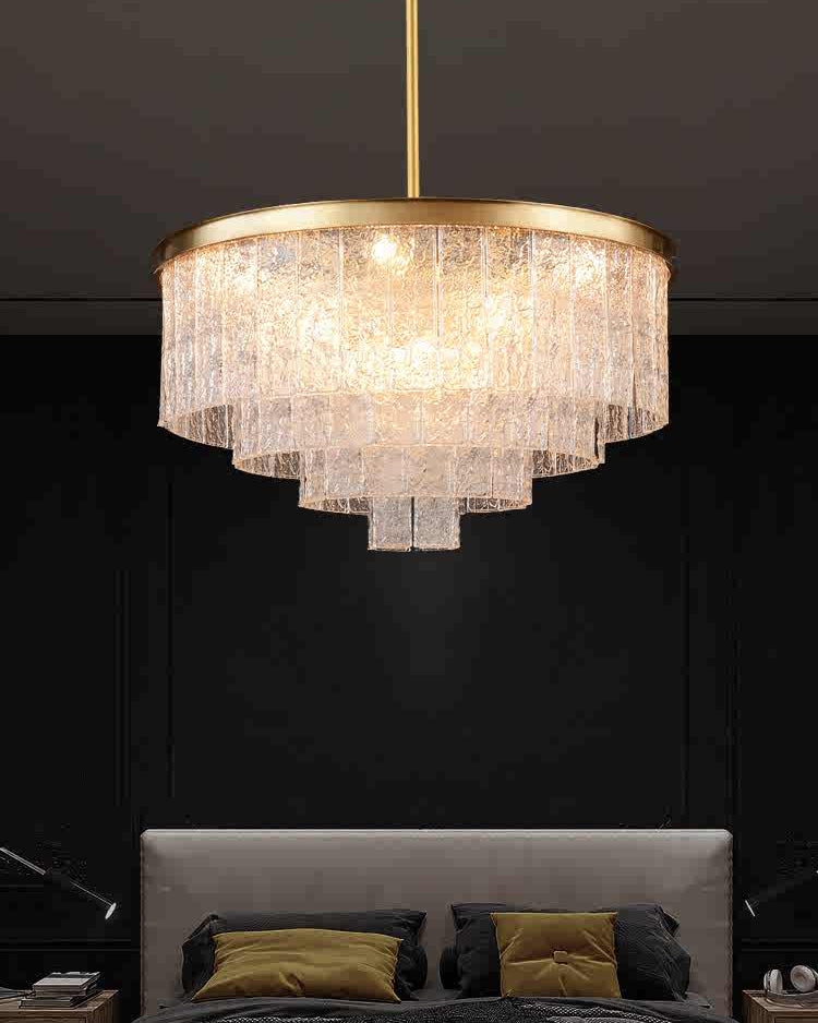 WOMO Gold Tiered Glass Chandelier-WM2601