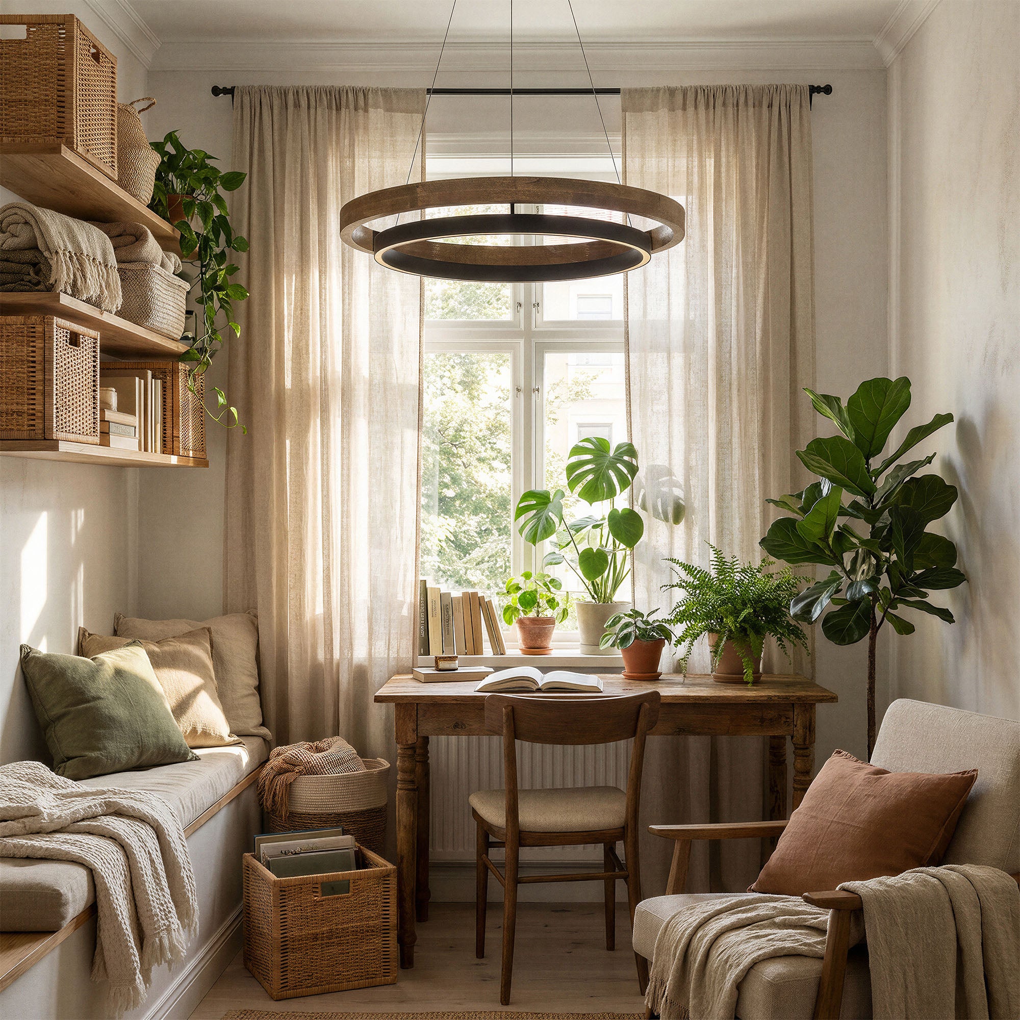 WOMO Circular Wood Led Chandelier-WM2492