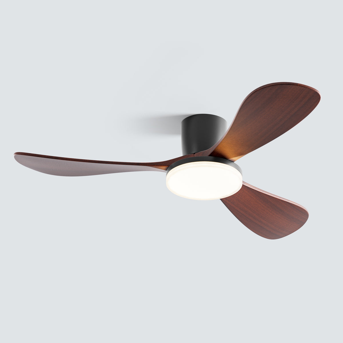 WOMO 3 Wood Blade Low Profile Ceiling Fan Lamp-WM5058