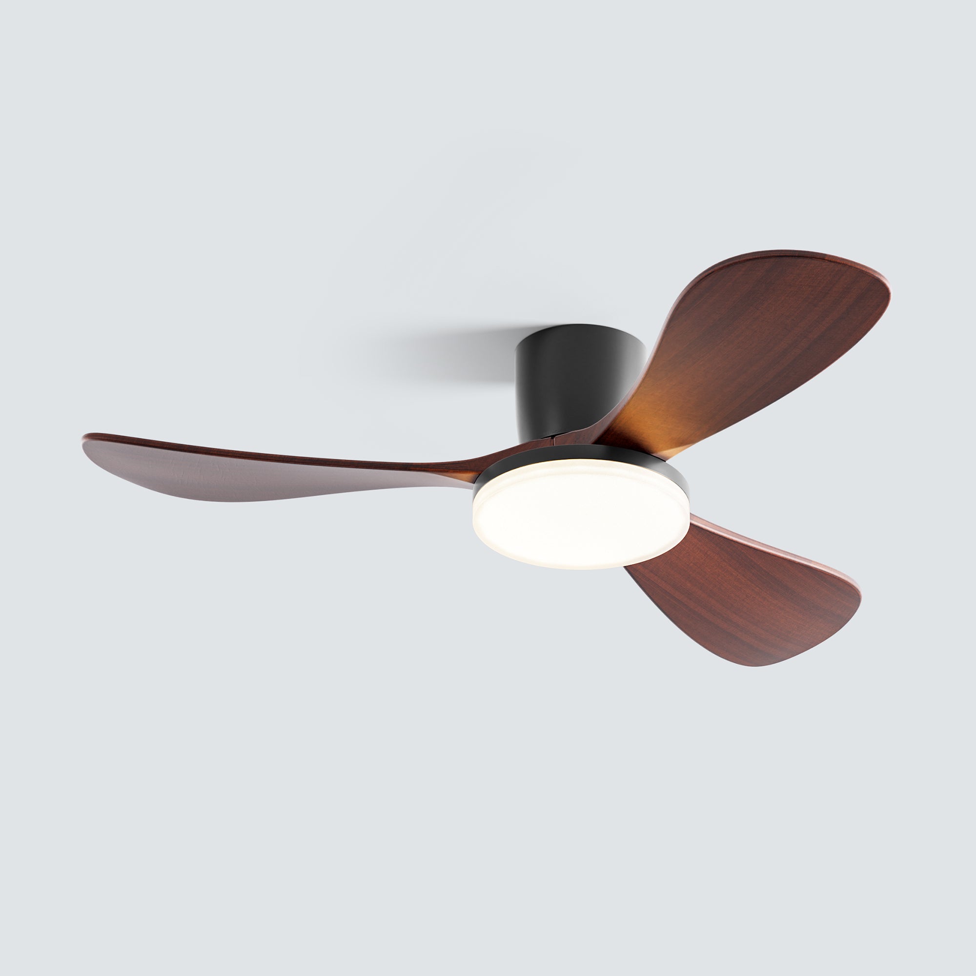 WOMO 3 Wood Blade Low Profile Ceiling Fan Lamp-WM5058