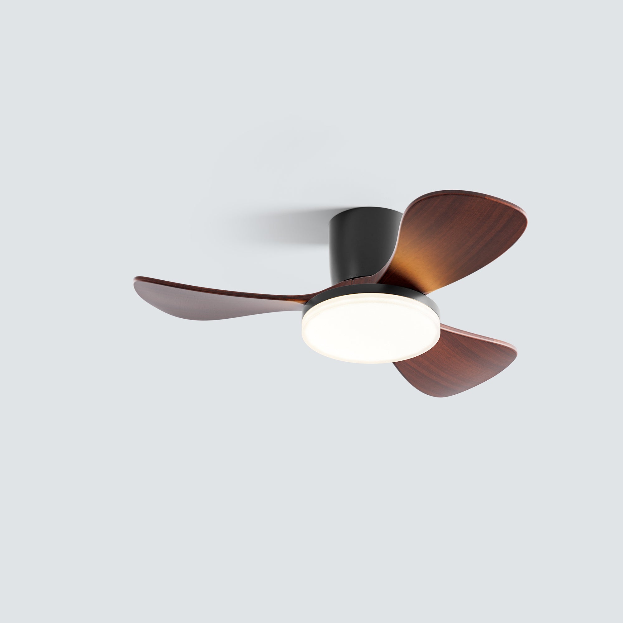 WOMO 3 Wood Blade Low Profile Ceiling Fan Lamp-WM5058