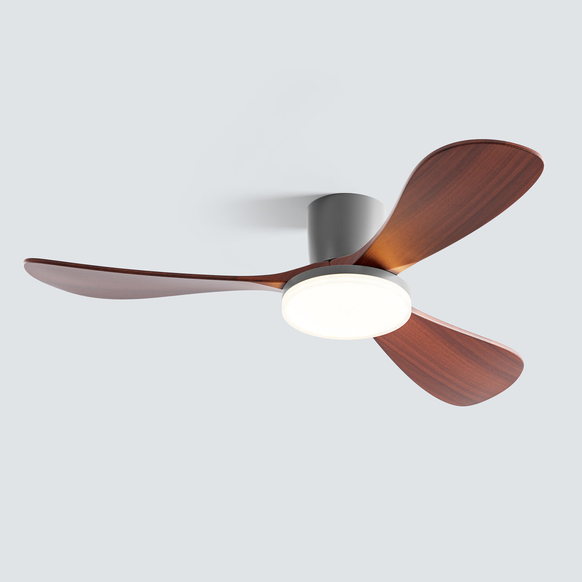 WOMO 3 Wood Blade Low Profile Ceiling Fan Lamp-WM5058