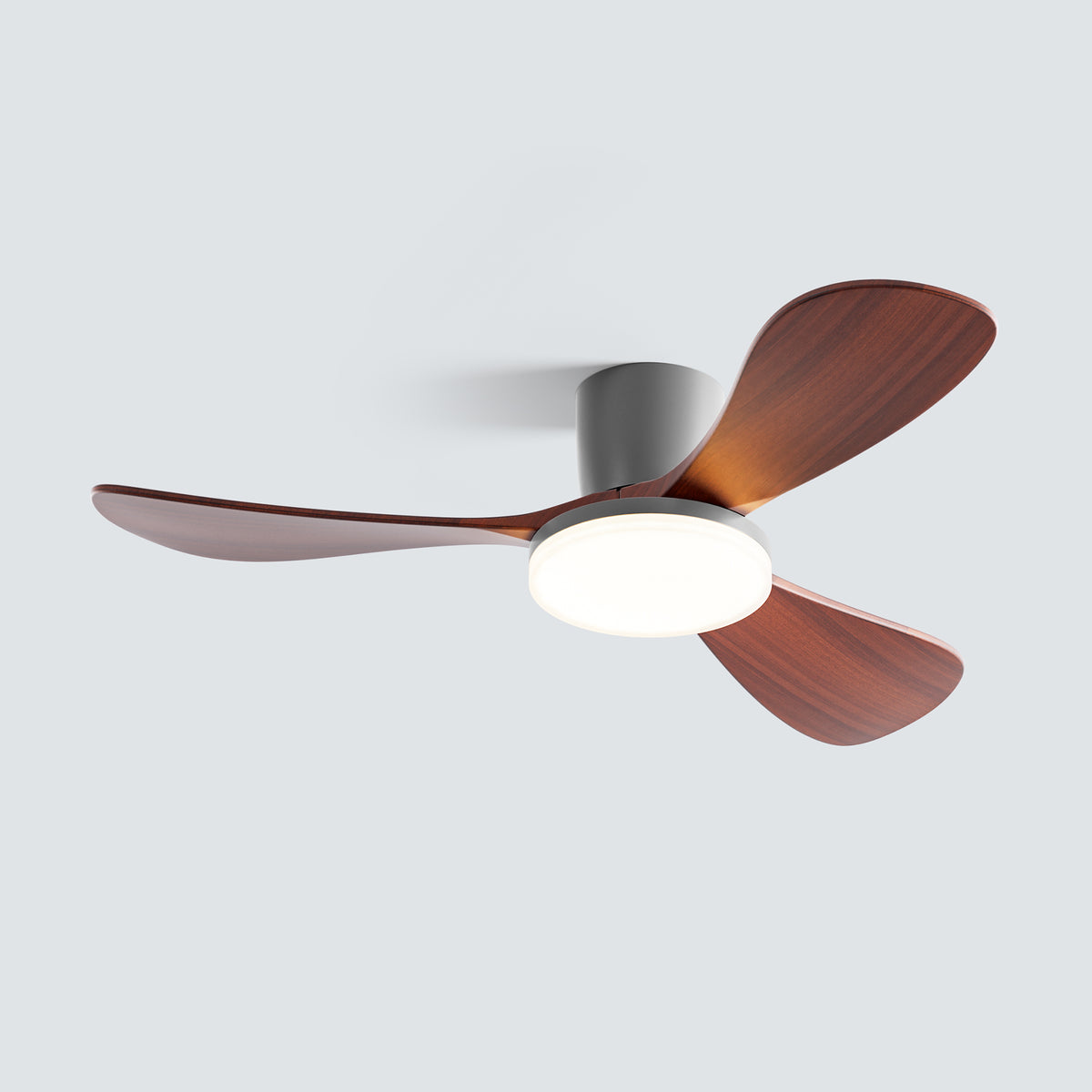 WOMO 3 Wood Blade Low Profile Ceiling Fan Lamp-WM5058