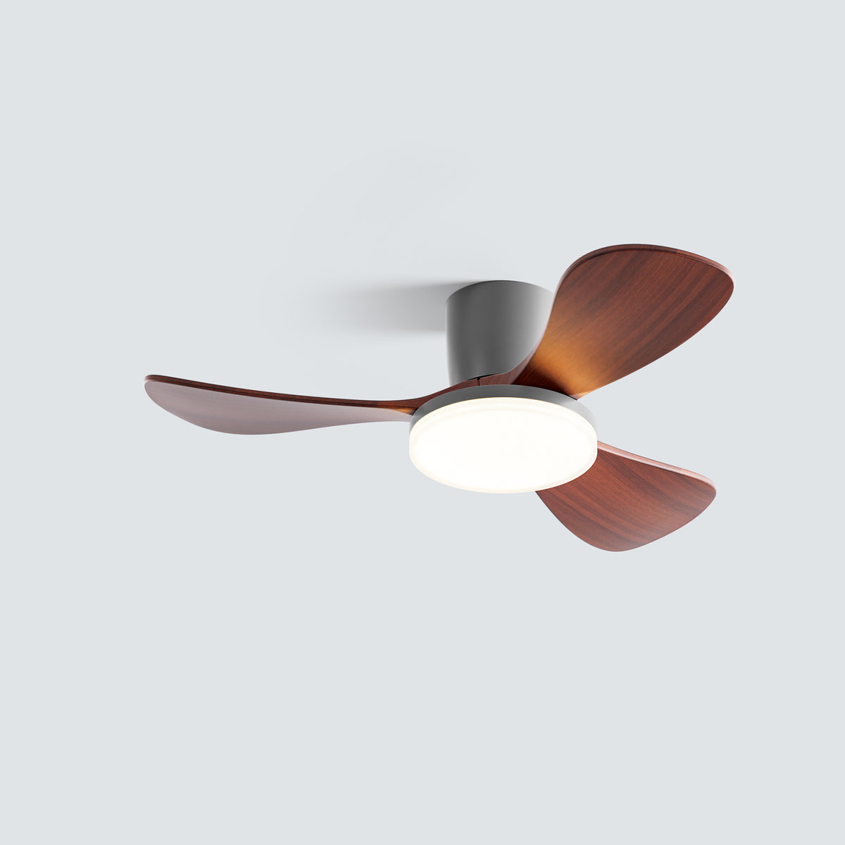 WOMO 3 Wood Blade Low Profile Ceiling Fan Lamp-WM5058