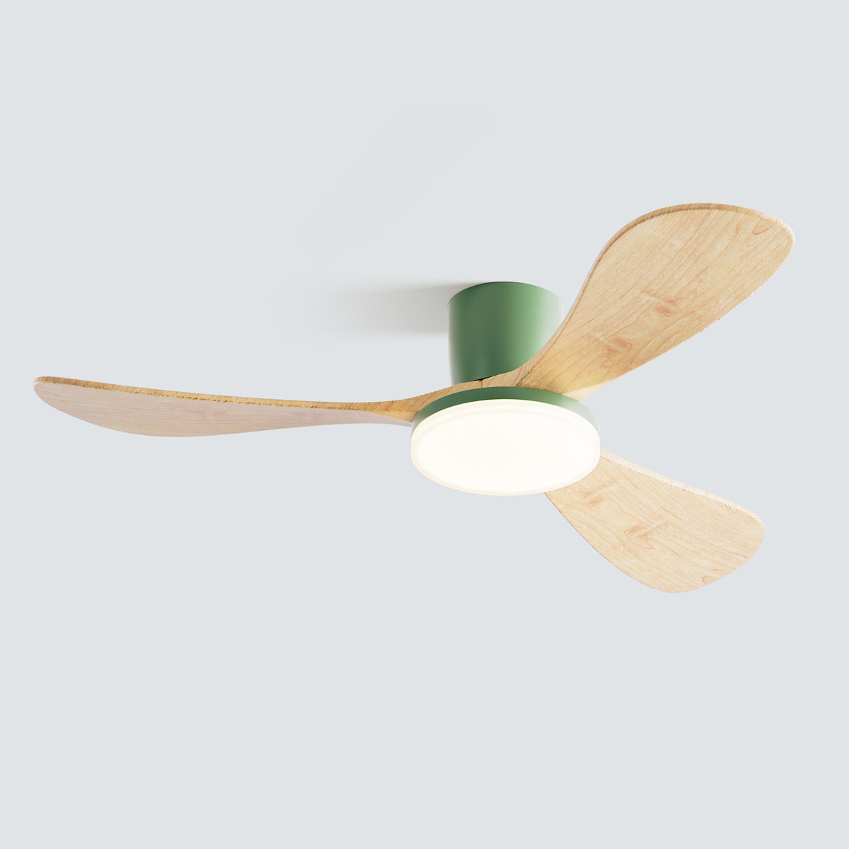 WOMO 3 Wood Blade Low Profile Ceiling Fan Lamp-WM5058