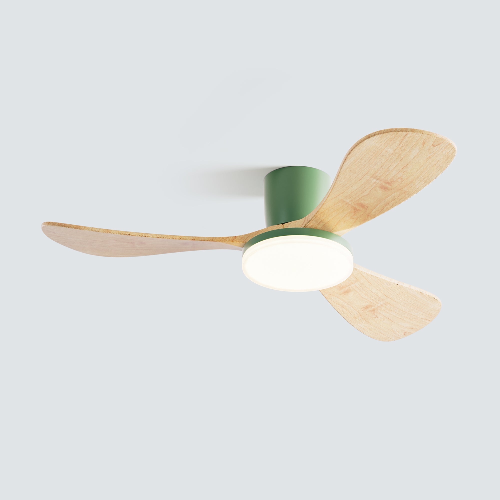WOMO 3 Wood Blade Low Profile Ceiling Fan Lamp-WM5058