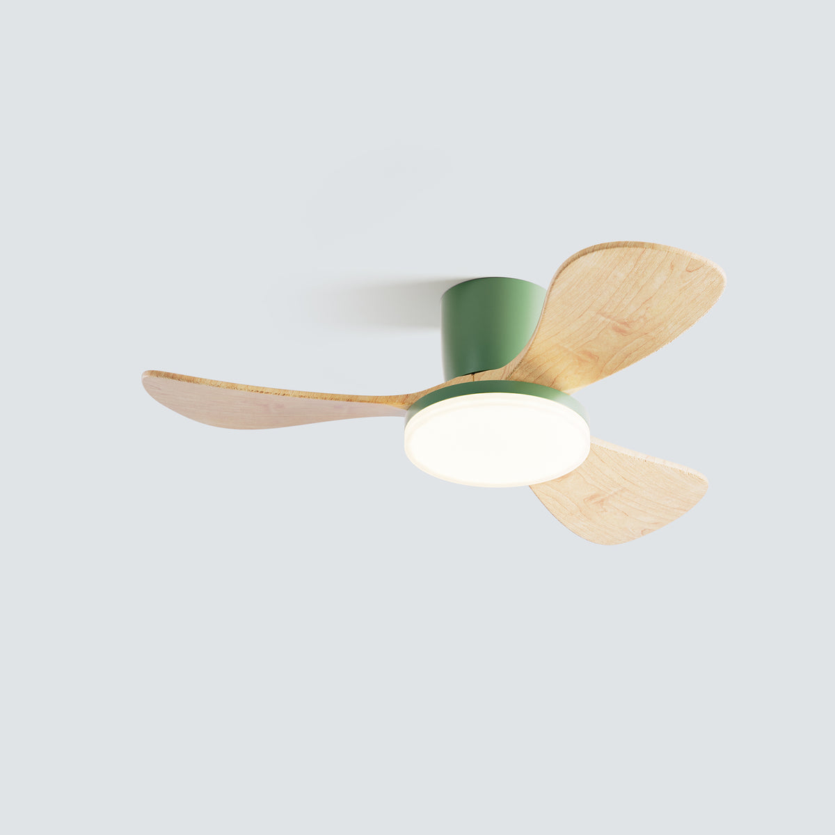 WOMO 3 Wood Blade Low Profile Ceiling Fan Lamp-WM5058