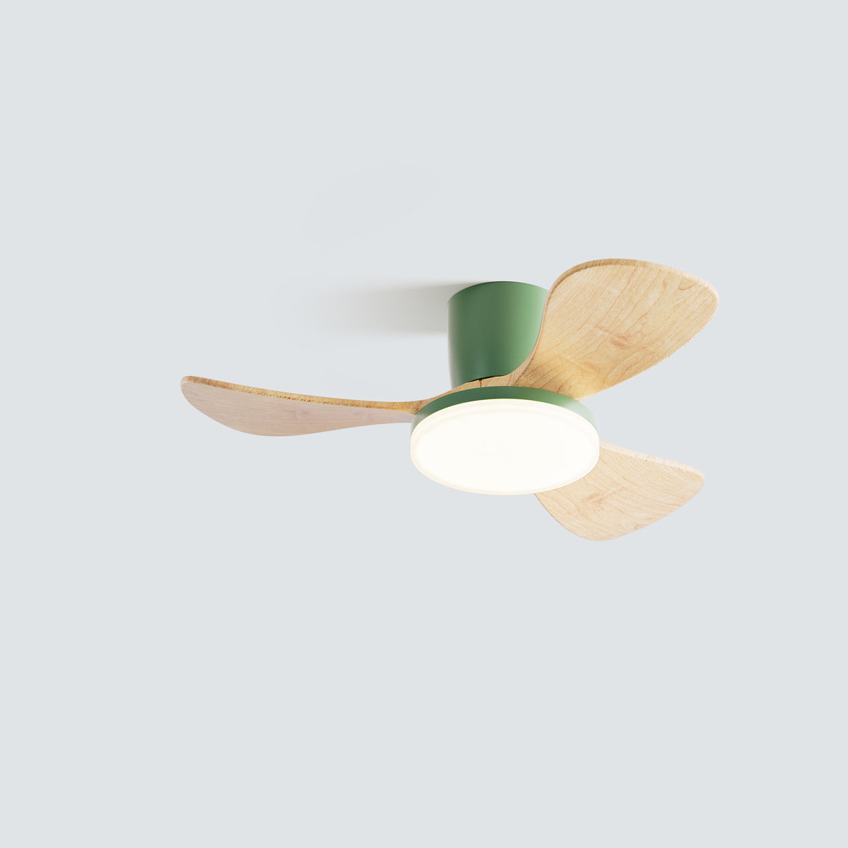 WOMO 3 Wood Blade Low Profile Ceiling Fan Lamp-WM5058