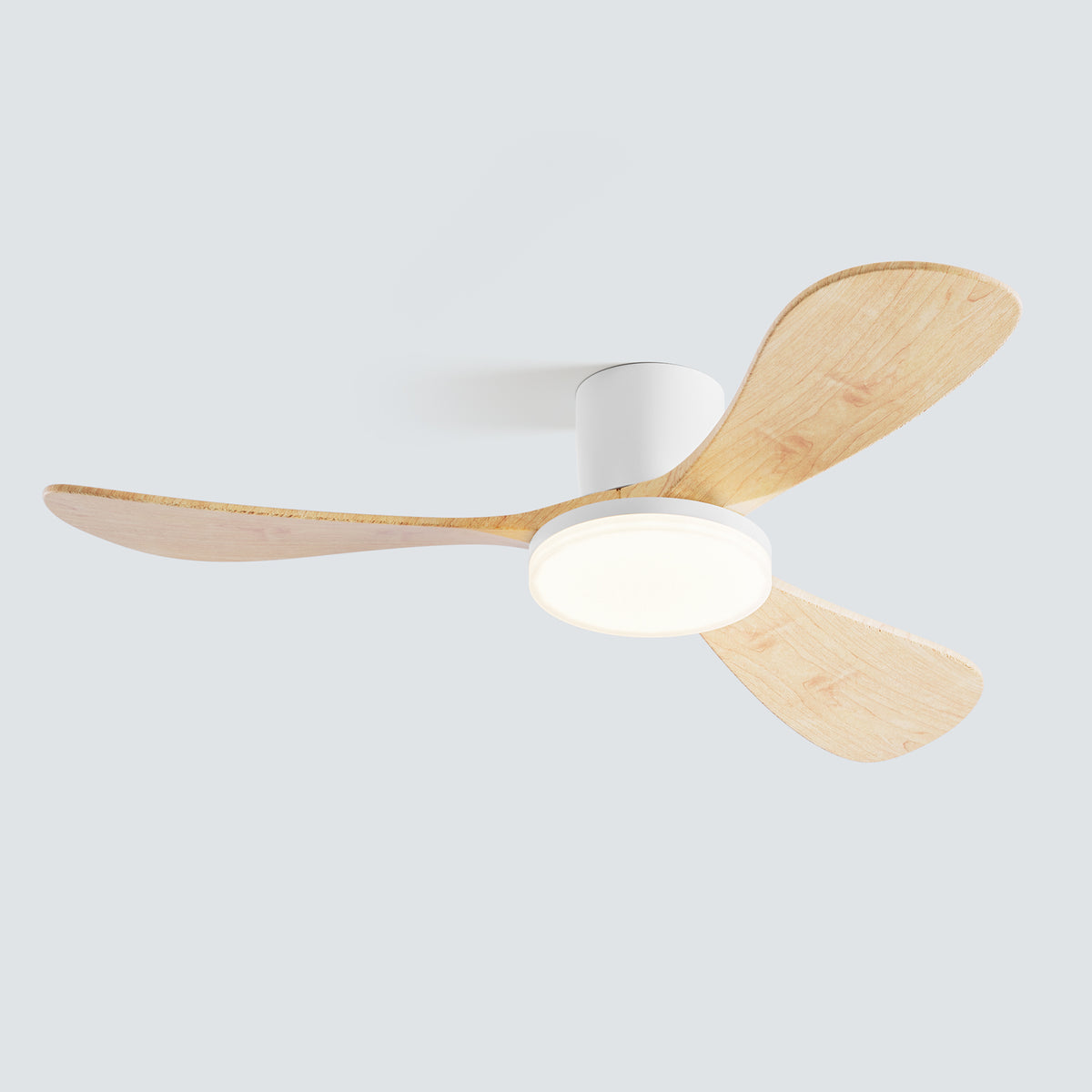 WOMO 3 Wood Blade Low Profile Ceiling Fan Lamp-WM5058