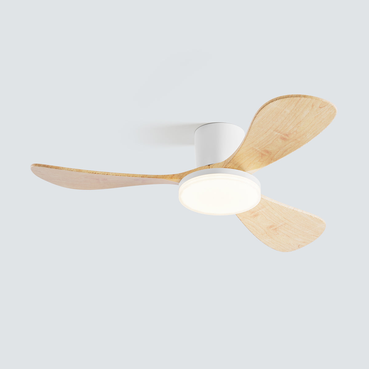 WOMO 3 Wood Blade Low Profile Ceiling Fan Lamp-WM5058