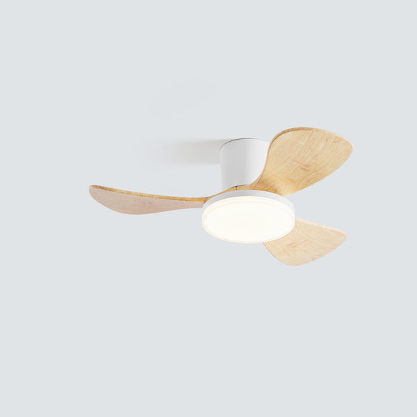 WOMO 3 Wood Blade Low Profile Ceiling Fan Lamp-WM5058