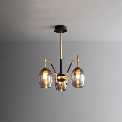 WOMO Black and Gold Glass Shaded Chandelier-WM2260