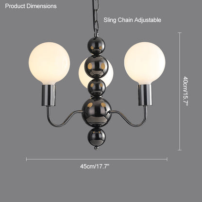 WOMO Milk Glass Globe Black Arm Chandelier-WM2173