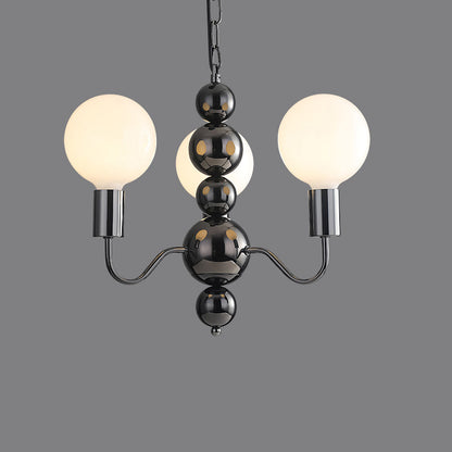 WOMO Milk Glass Globe Black Arm Chandelier-WM2173