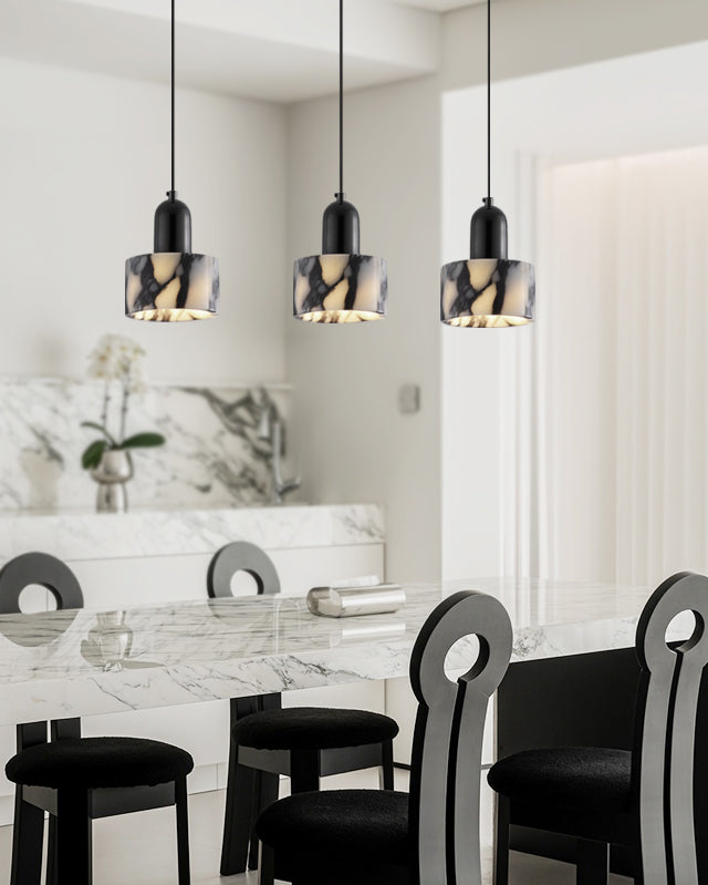 WOMO Black Dome Stone Pendant Light-WM3001