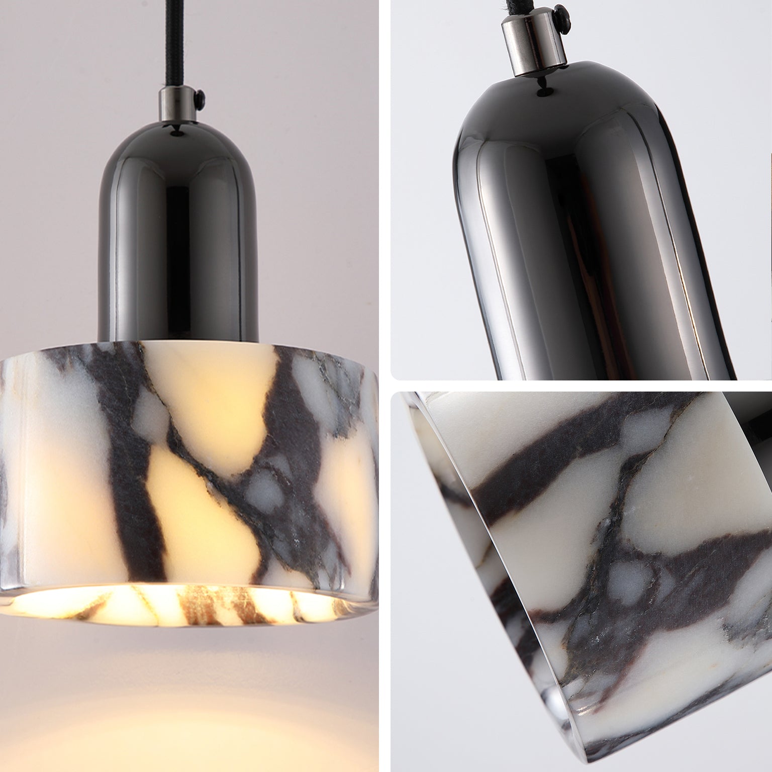 WOMO Black Dome Stone Pendant Light-WM3001