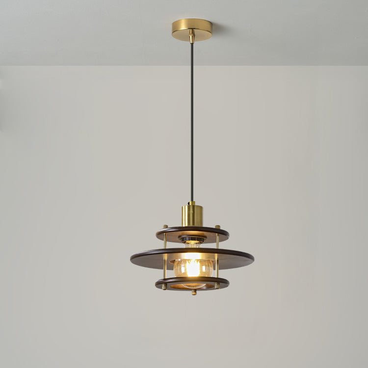 WOMO Walnut Flying Saucer Pendant Light-WM3003