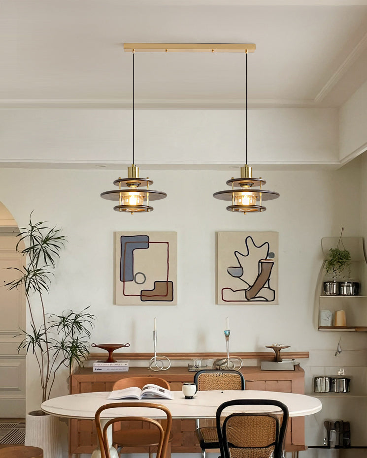 WOMO Walnut Flying Saucer Pendant Light-WM3003