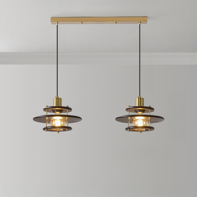 WOMO Walnut Flying Saucer Pendant Light-WM3003