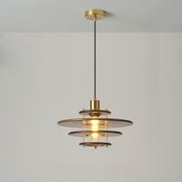 WOMO Walnut Flying Saucer Pendant Light-WM3003