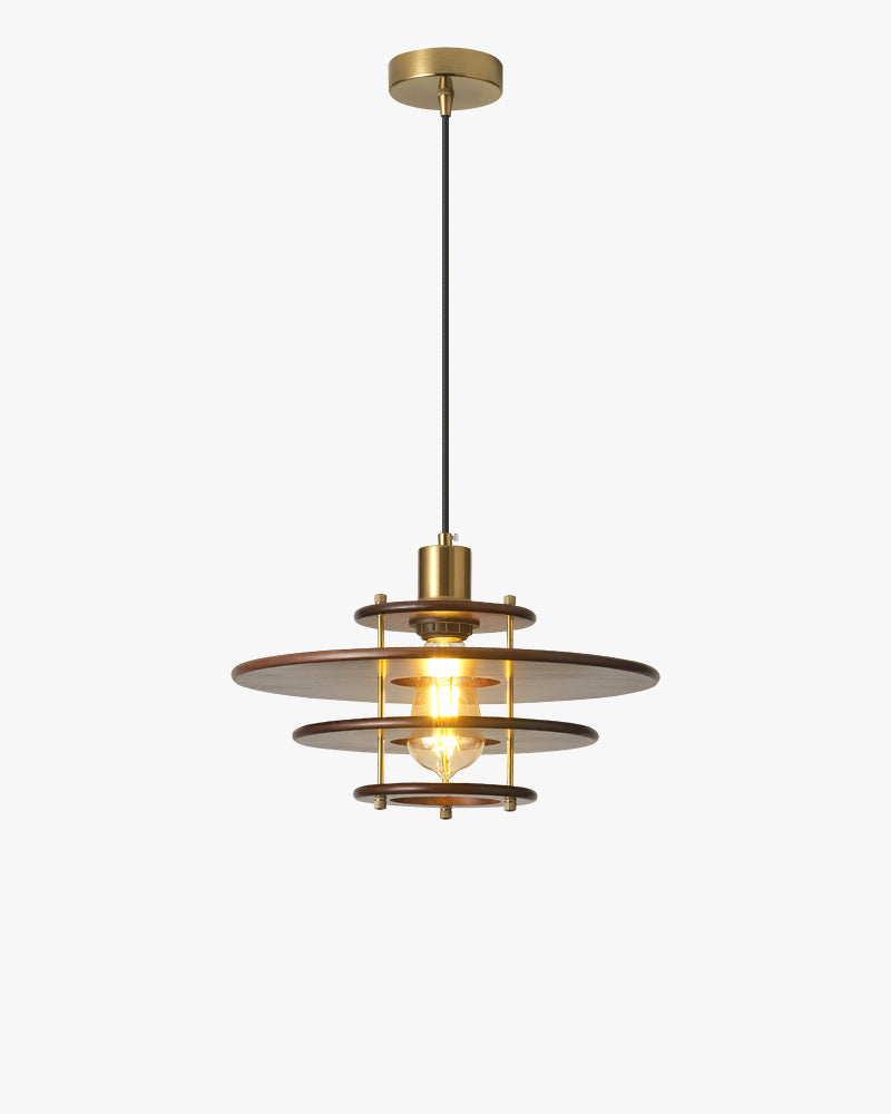 WOMO Walnut Flying Saucer Pendant Light-WM3003