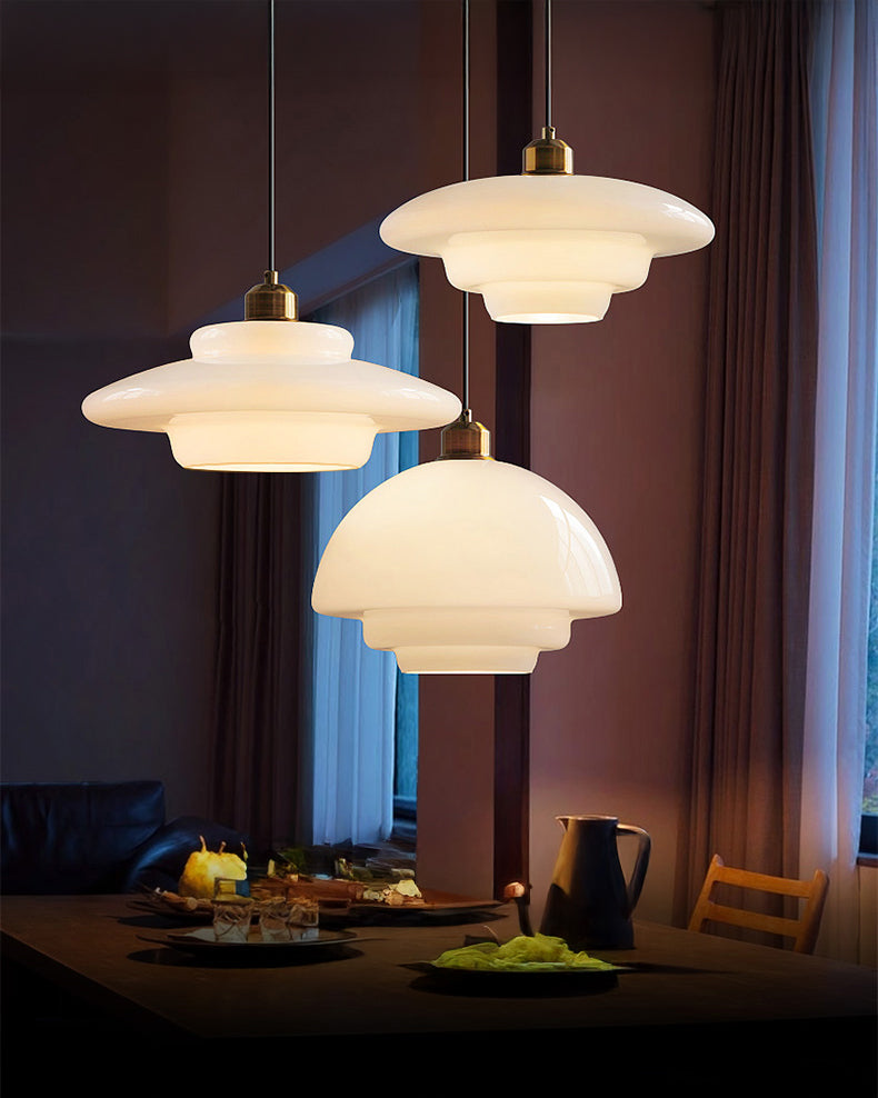 WOMO Milk Glass Dome Pendant Light-WM3009