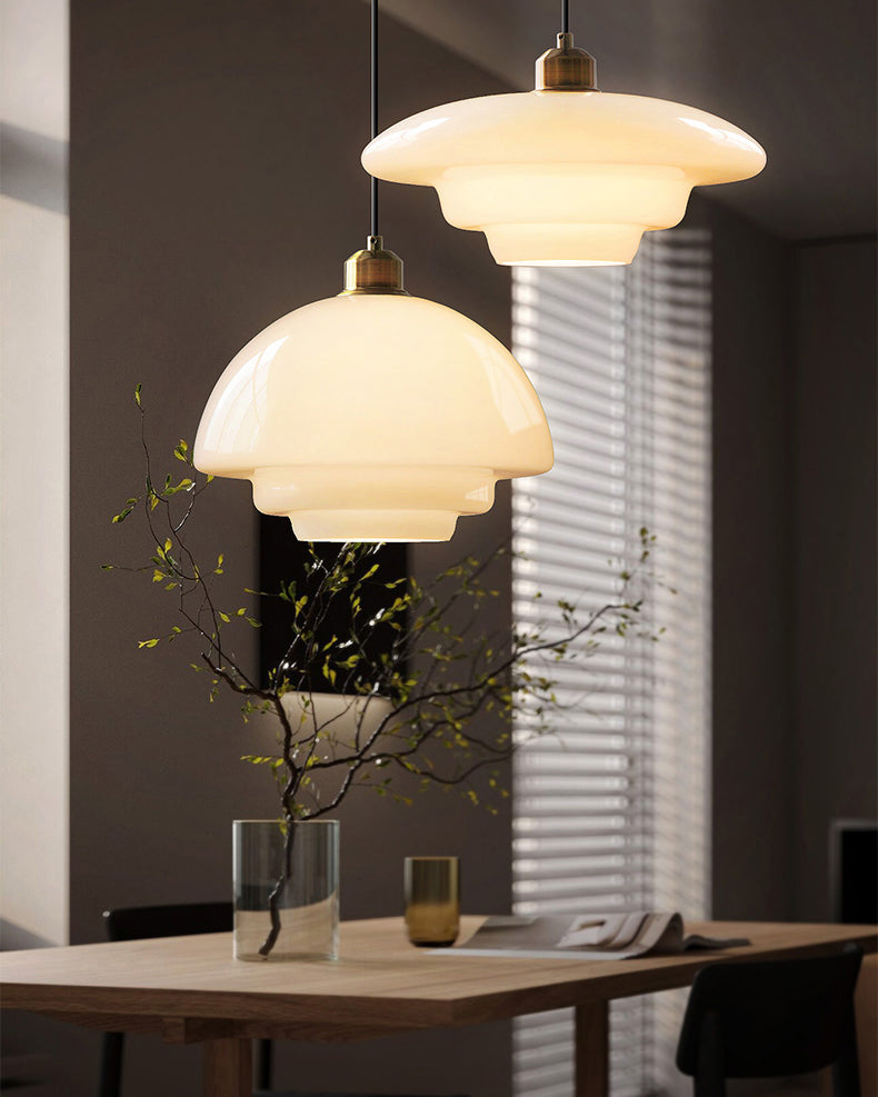 WOMO Milk Glass Dome Pendant Light-WM3009