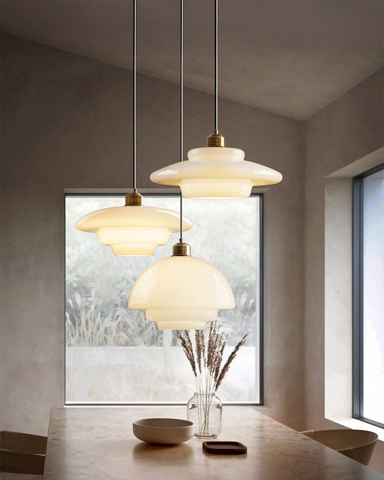 WOMO Milk Glass Dome Pendant Light-WM3009
