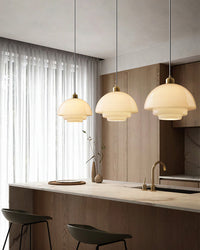 WOMO Milk Glass Dome Pendant Light-WM3009